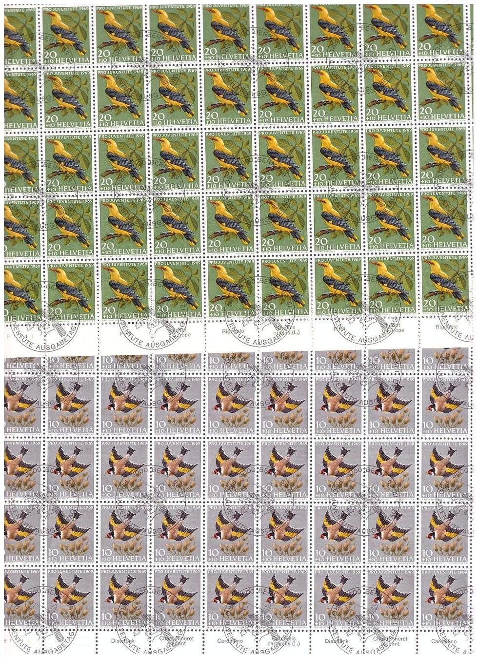 Alle Briefmarken: PJ 1969 Satz Bogen mit Ersttagsstempel – Gebraucht aus Frauenfeld von Interessent1 1