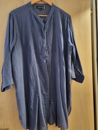 Chris Line Damenbluse Gr. XL Baumwolle blau elegant & schick