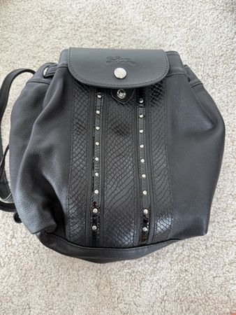 Zaino Longchamp in pelle nera, come nuovo! Autunno.