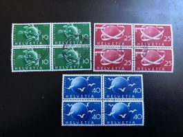 3 blocs de 4 oblitérés 1949 selon photo