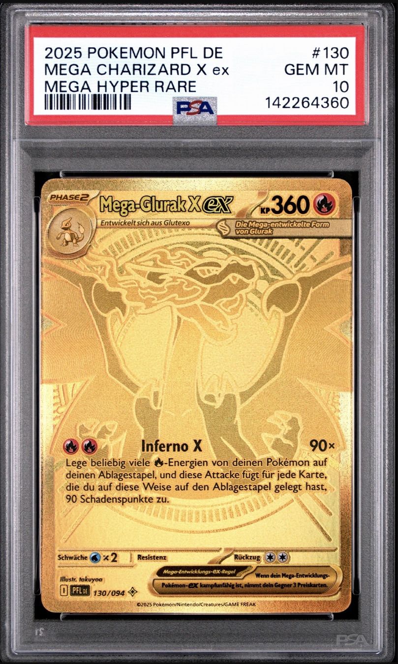 Pokémon Carte collezionabili: Mega Charizard X ex Glurak 130/094 PSA 10 Gold Hyper Rare de – Usato da Altdorf UR venduto da Urner321