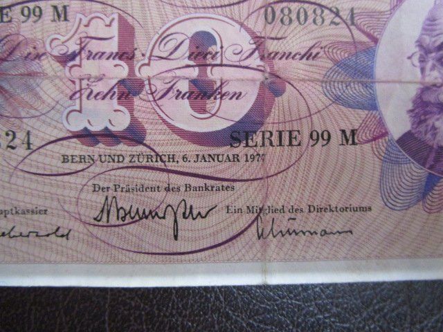 Banconote: 10er Banknote  Serie 99 M - 6. Januar 1977 – Usato da Luzern venduto da Horoskop1 1
