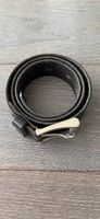 Leder-Gürtel, Schwarz, Marke HIM, Länge 80-95 cm