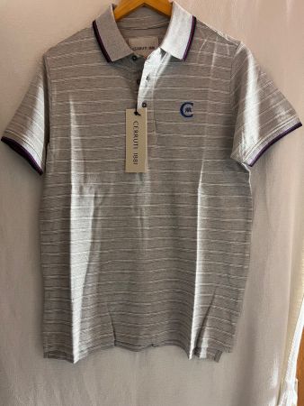Poloshirt, CERRUTI 1881, Grösse L, Hellgrau mit Streifen