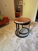 Beistelltische Holz Metall rund 2 Stk. guter Zustand