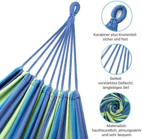 Amache: Haengematte Blau 150 cm 270x 150 cm – Nuovo e nell'imballaggio originale da Hundwil venduto da Stallone5 4