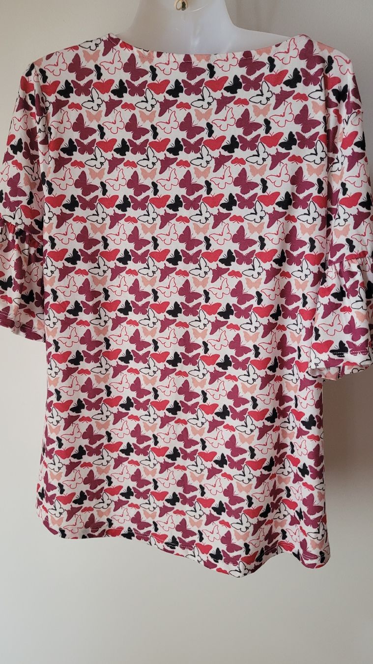 Blusen: Damen Bluse Schmetterlingsmuster kurzarm Grösse L – Gebraucht aus Horgenberg von Klatschmohnmaria 3