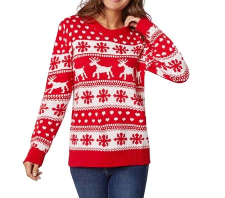 neuer Damen Weihnachtspullover Grösse L rot/weiss