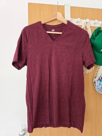 V-Neck T-Shirt M bordeaux