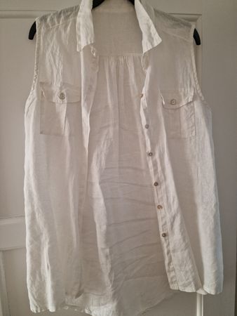 Bluse Leinen in weiss.L länger