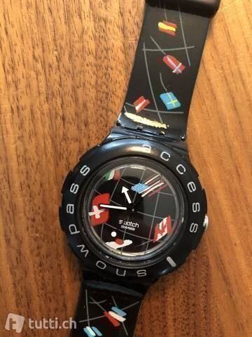 Swatch Orologi: Swatch Uhr Swiss-Ski Design „Swissair“ – Usato da Nänikon venduto da SabrinaWi