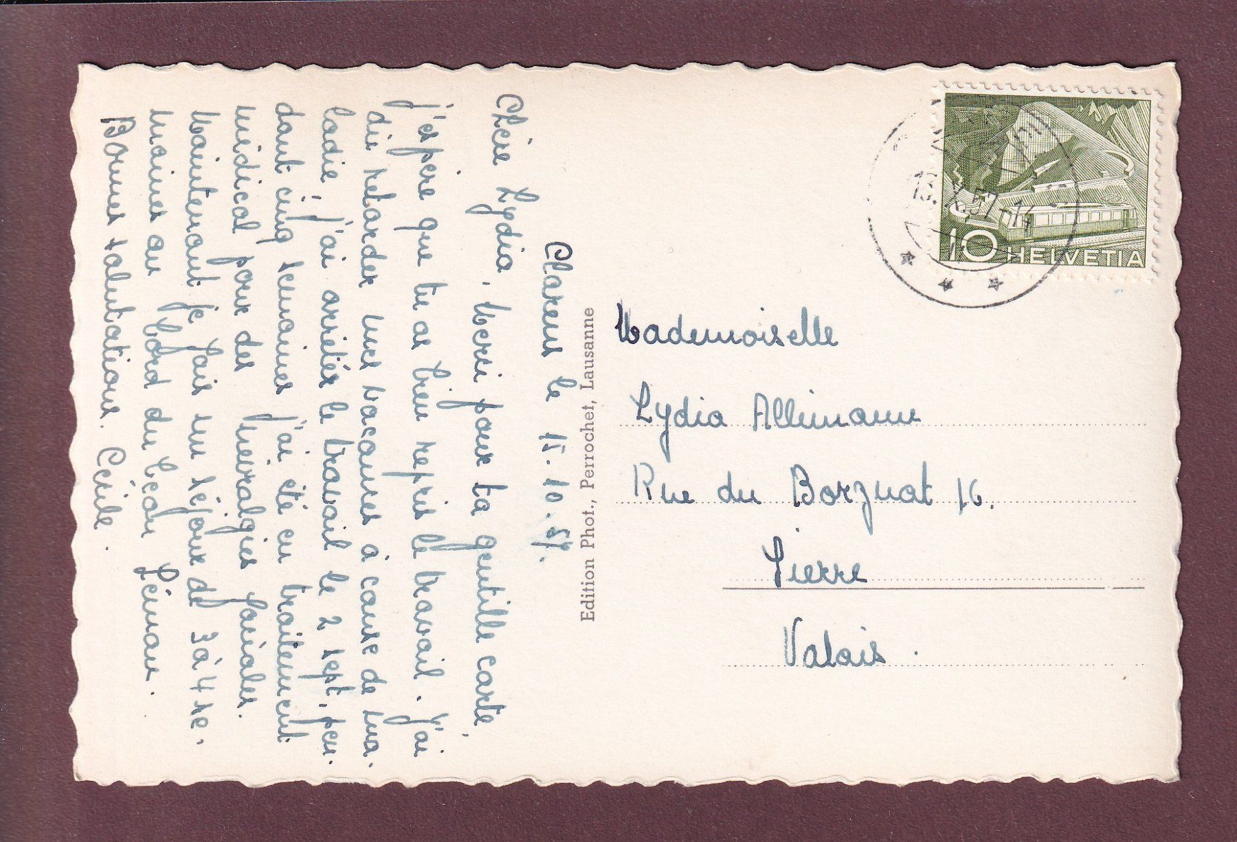 Cartoline postali: CLARENS - 1957 – Usato da Pully venduto da nicecards 1