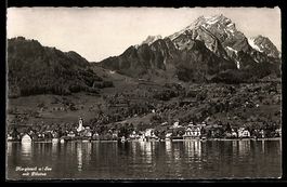 AK Hergiswil a. See, Blick zum Ort mit Pilatus