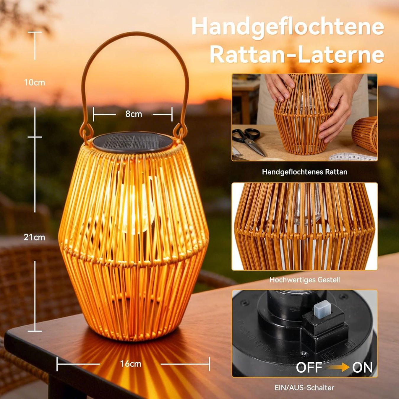 Lanterne: Solar Laterne 2er Set Rattan Boho wasserdicht – Nuovo e nell'imballaggio originale da Dietikon venduto da Abverkauf10 4