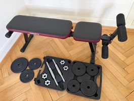 CORENGTH Hantelbank + 29 kg Hantelset von Decathlon