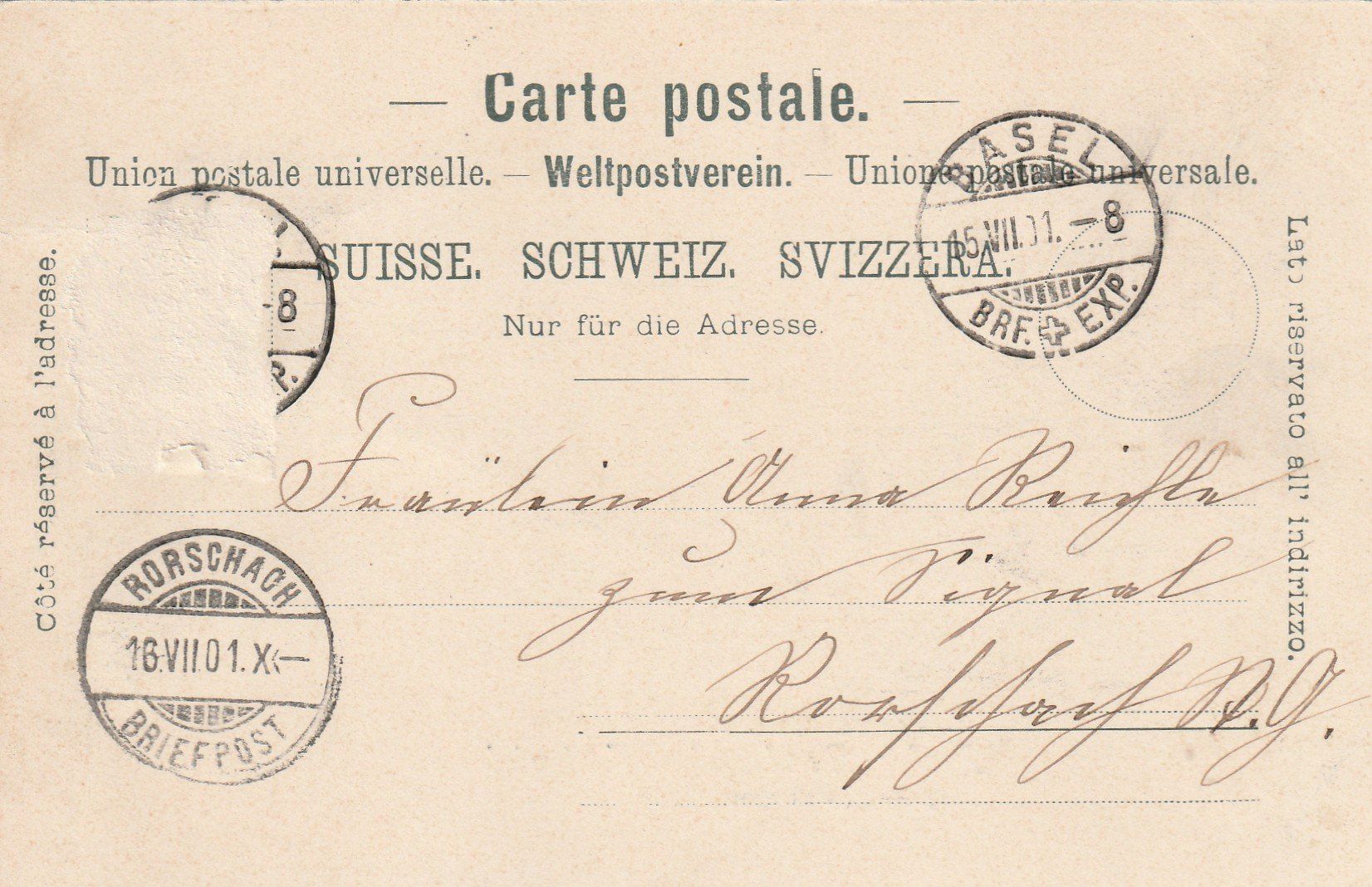 Cartoline postali: Basel Bundesfeier Festspiel 1901 – Usato da Rorschacherberg venduto da fratovi2 1