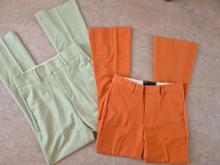SET 2 HOSE S 36 ASOS MINT ORANGE SCHLAGHOSE , TOP ZU CARDIGA