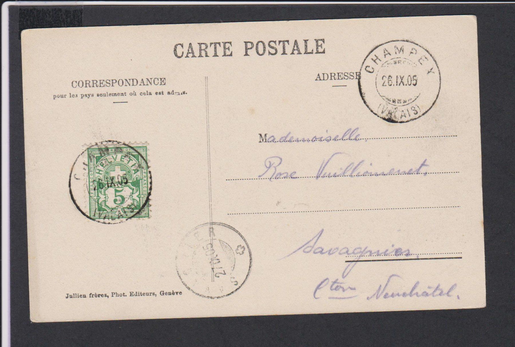 Cartoline postali: Lac Champex und Combin   -   alte Ansichtskarte von 1905 – Usato da Vitznau venduto da Ropaku 1