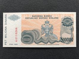 Knin 1993 - Republika Srpska Krajina - 5000000 Dinara UNC