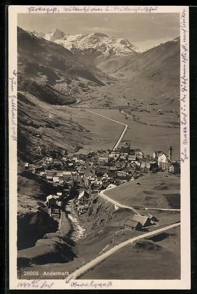 Cartoline postali: Andermatt, Totalansicht mit Gebirgspanor – Usato da Berlin venduto da bartko-reher