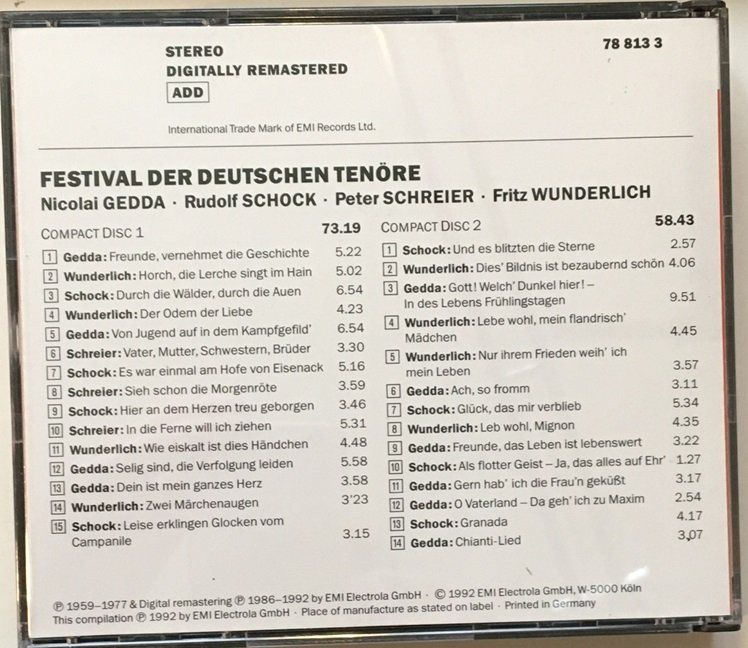 CDs: Festival der deutschen Tenöre – Gebraucht aus Grüningen von azulblanco 1