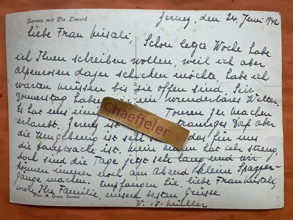 Cartoline postali: 1942 Zernez mit Piz Linard – Usato da Zürich venduto da Chaeffeler 1