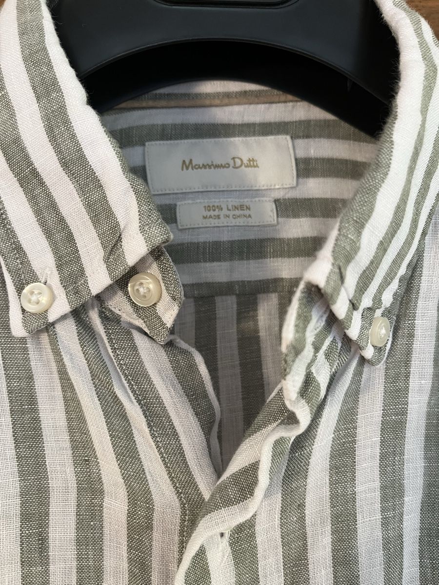 Massimo Dutti Camicie: Leinenhemd, weiss/grün gestreift, Gr. S, Massimo Dutti – Usato da St. Gallen venduto da Gloom22