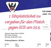 Super gutes Sitzplatzticket Gotteron - SCB 29.9.2026