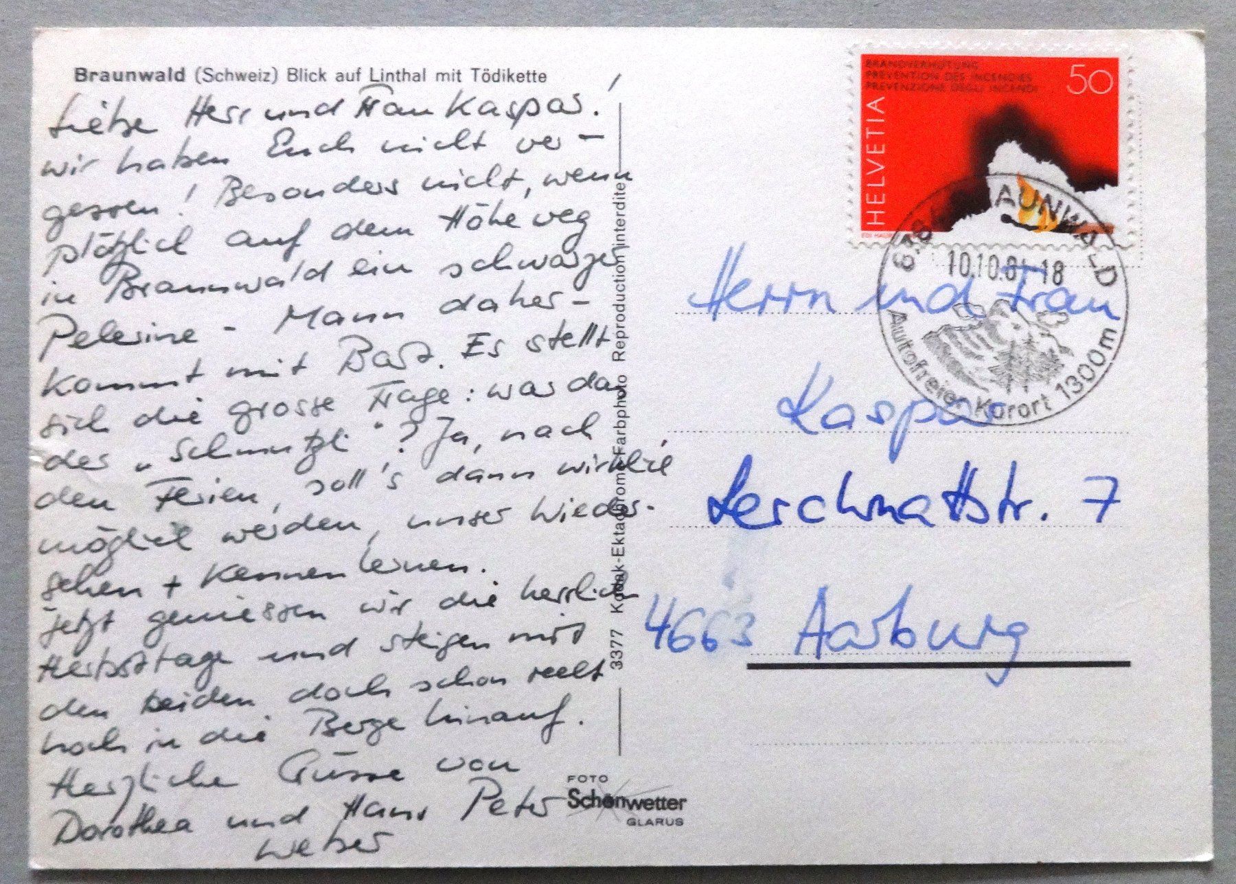 Cartoline postali: Braunwald, Blick auf Linthal mit Tödikette – Difettoso da Fétigny venduto da Billy2miny 1