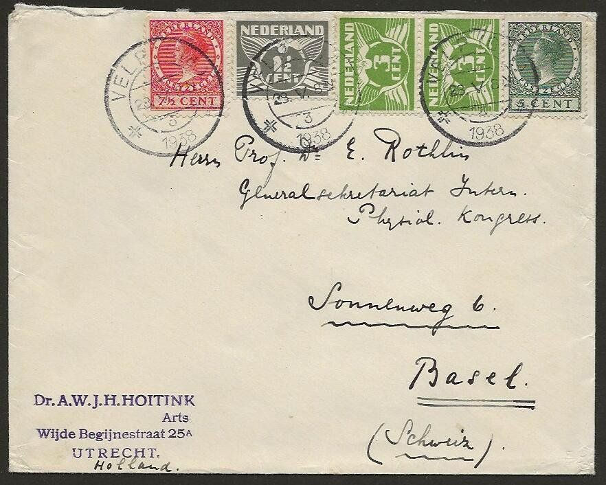 Tutti i francobolli: 1938 Brief von Utrecht nach Basel – Usato da Arlesheim venduto da kuhnphila