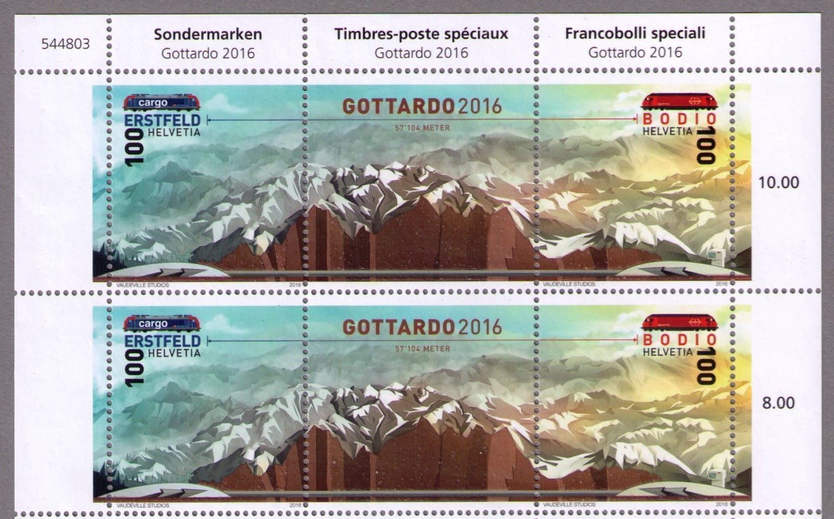 Tutti i francobolli: 2016_1588+89_GOTTARDO_Tunnel_Bahn_SBB_CFF_FFS_Gotthard-Bg.** – Nuovo (secondo la descrizione) da Marthalen venduto da Ch_quality 1