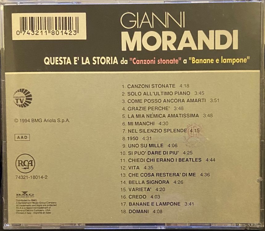 Gianni Morandi Questa è La Storia All The Best Cd Kaufen Auf Ricardo