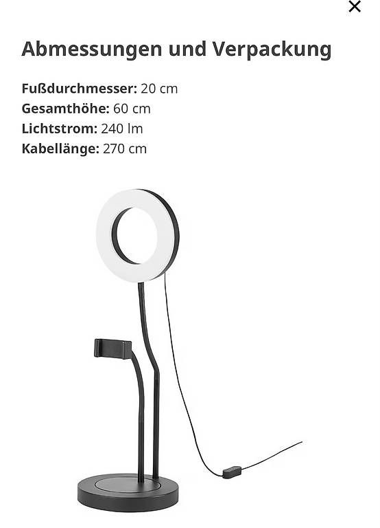Lampes: Ikea Ringleuchte mit Mobiltelefonhalter – D'occasion à Koppigen par _f.n_ 2