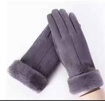 Neu! Damen Handschuhe Grau Kunstpelz Warm Gr. M VEGAN