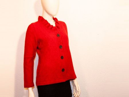 Possum Damen Jacke mit Rüschen S rot