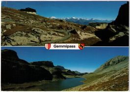 Leukerbad - 2 Bild AK Gemmipass