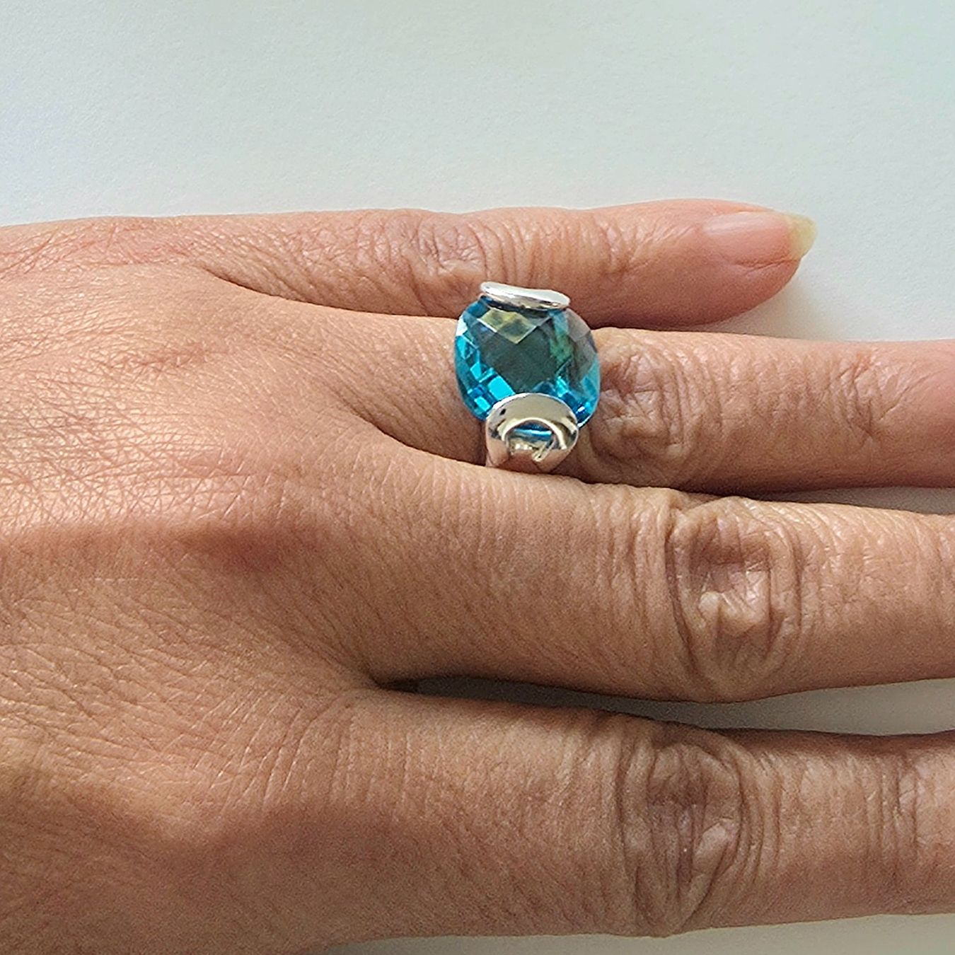 Anelli: Modernem Silberring 925 mit grossem blauem Topas - Neu – Nuovo e nell'imballaggio originale da Uetikon am See venduto da Coralreef 7