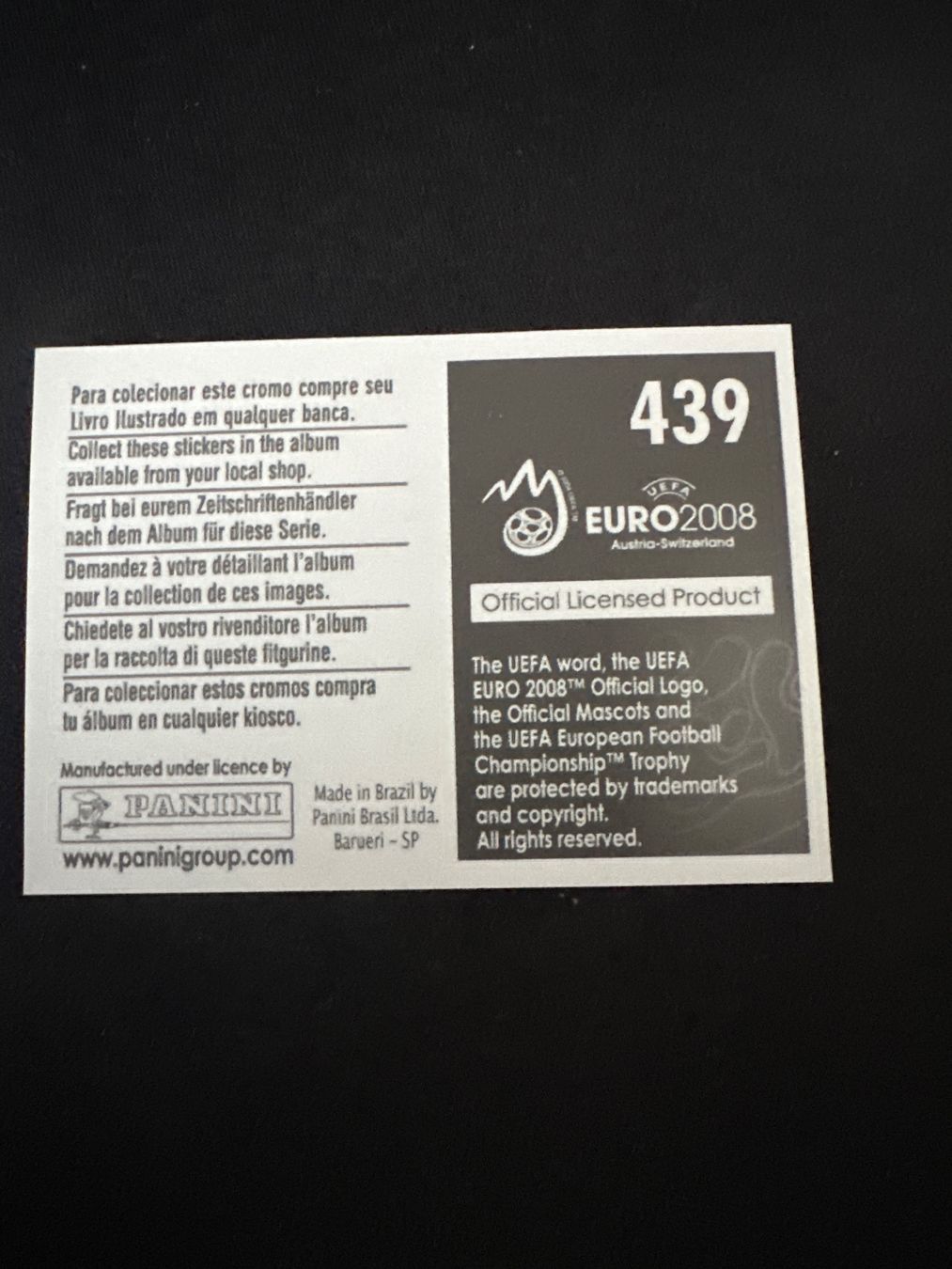 Panini Carte collezionabili: Panini UEFA EM 2008 Sticker - Nr. 439 – Usato da Sulz AG venduto da DealWerk 1