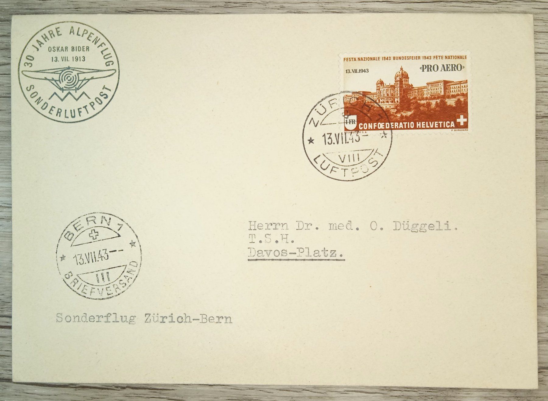 Tutti i francobolli: TR59 Enveloppe + Timbre Suisse 1943 – Usato da Cousset venduto da Patrick_Collections