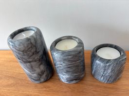 Teelichter Marmor, 3 Stück, nie benutzt