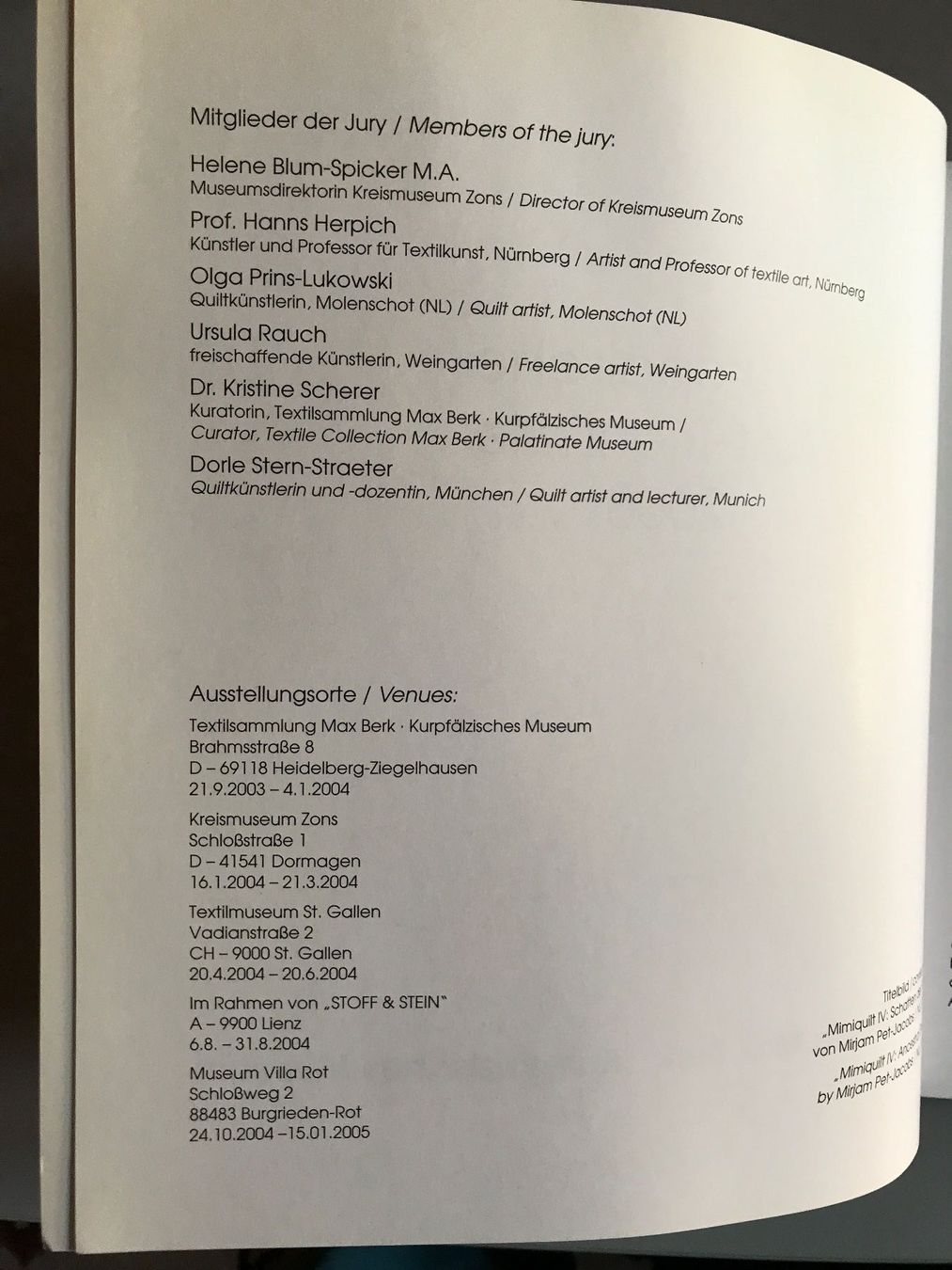 Bücher: 2. Europäische Quilt-Triennale 2003 – Gebraucht aus Abtwil SG von Yazu02 2