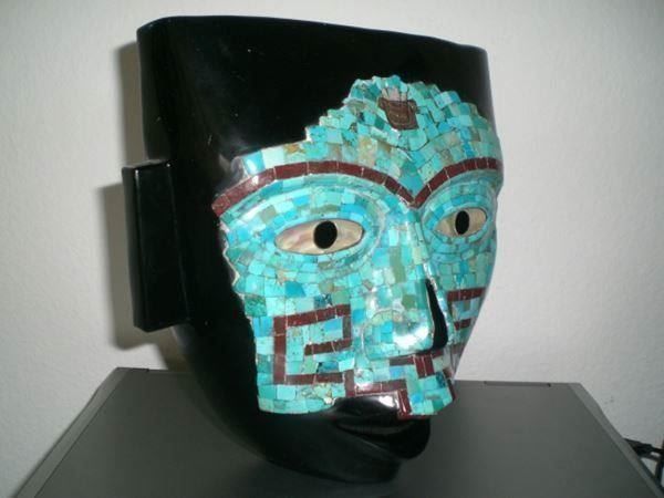 Mexikanische Mosaik Maske Obsidian Stone Mexico Dekoration 2