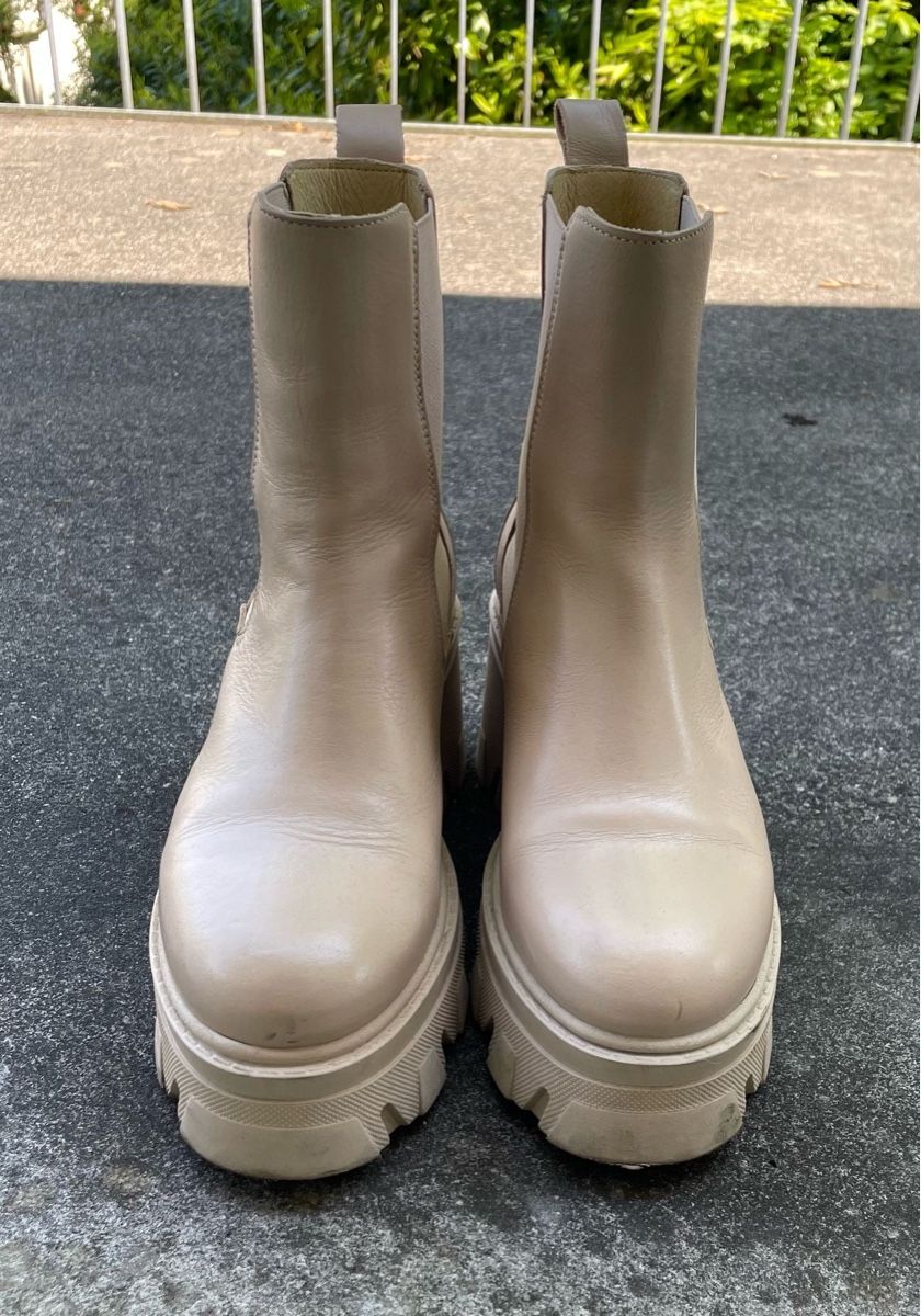 Scarpe da donna: Plateaustiefelette, Gr. 38, Absatz 3.5/7.5 cm, beige – Usato da Zürich venduto da vallup_9 1