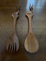 Salatbesteck Holz Reh Motiv 2-teilig Länge ca. 30 cm
