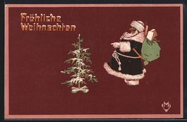 Weihnachtsmann mit Geschenken an einem W