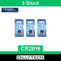 Renata CR2016 Lithium Knopfzellenbatterie - 3 Stk.