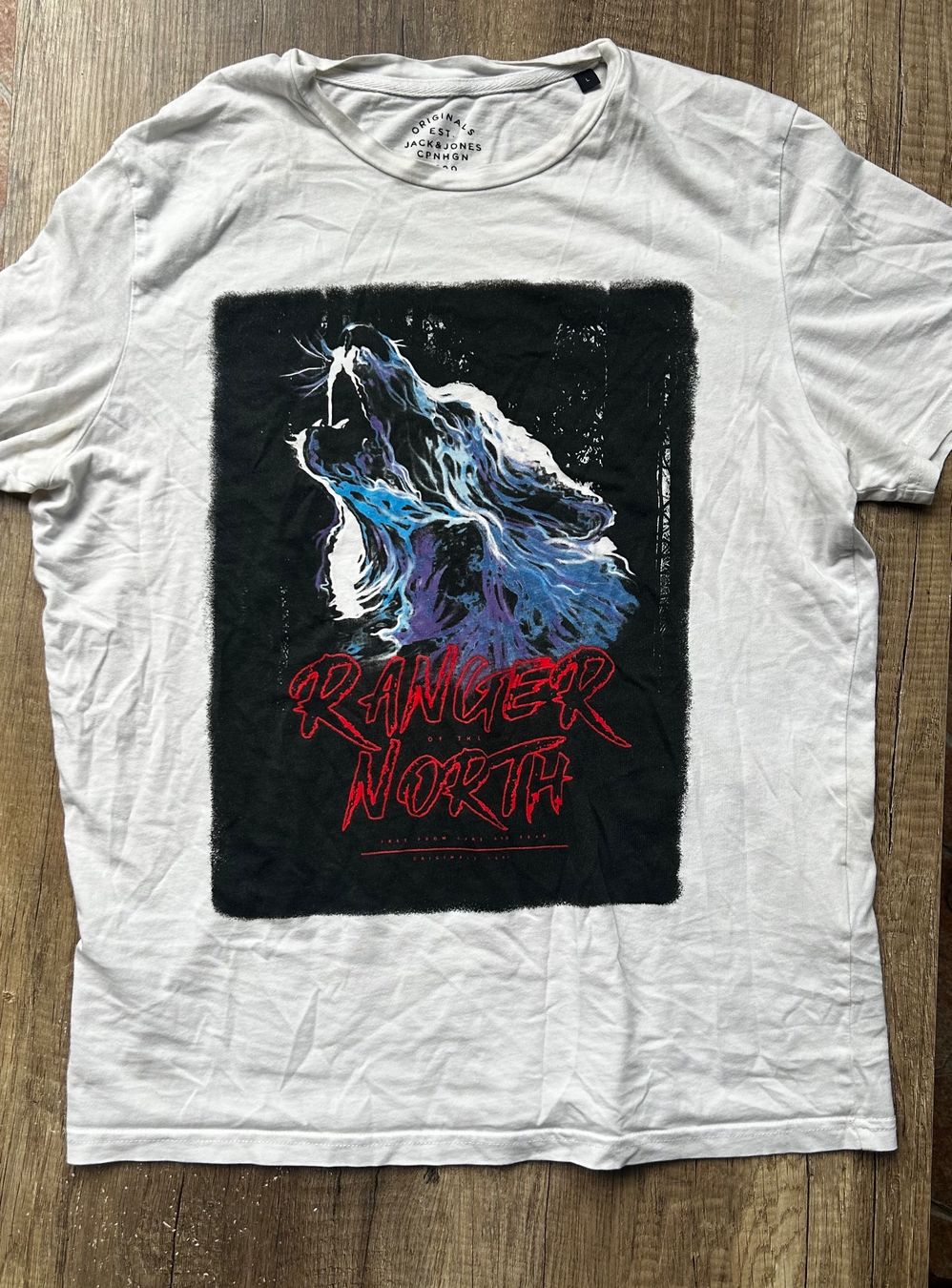 Jack & Jones T-shirt: Weisses T-Shirt mit Print Grösse S – Usato da Basel venduto da likeitbuyit
