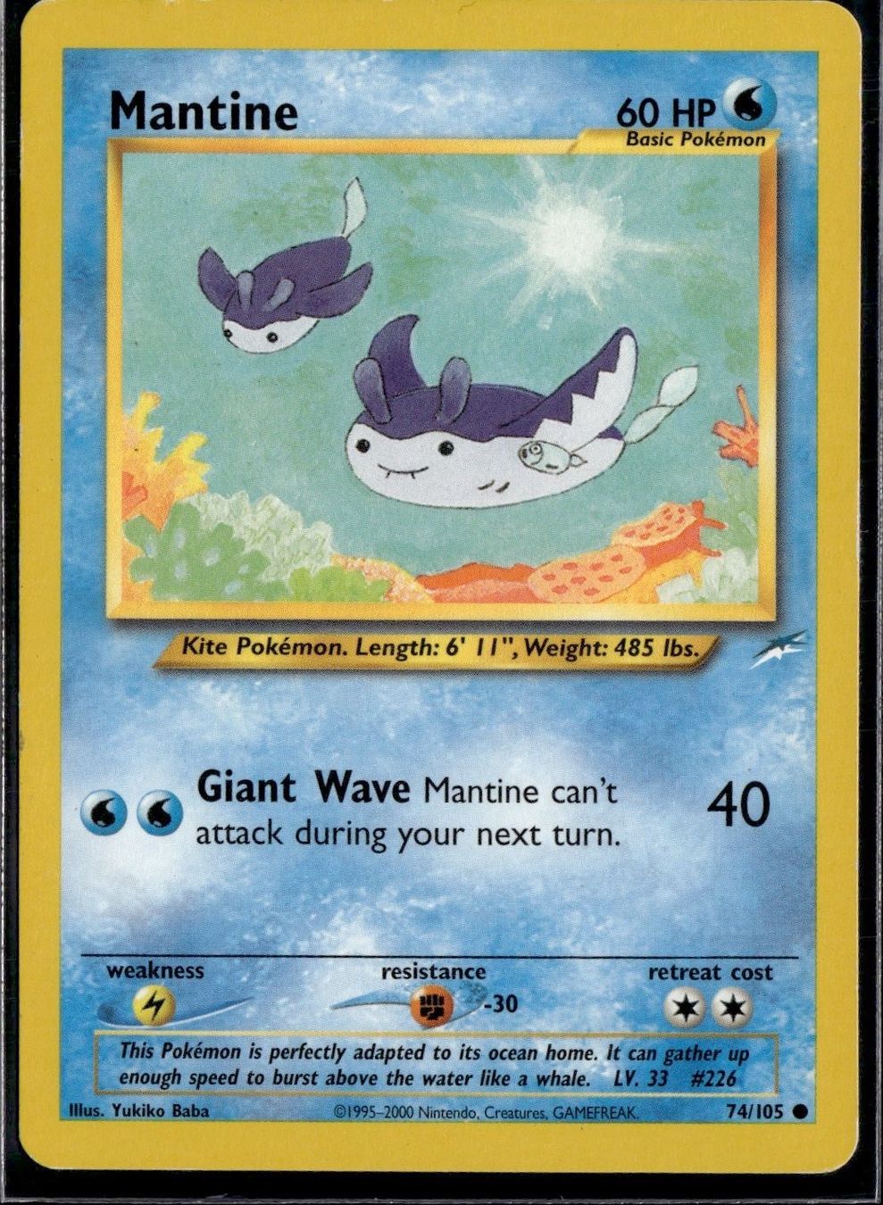 Pokémon Carte collezionabili: Mantine 74/105 Neo Destiny Pokemon – Usato da Zürich venduto da pokemon_cards