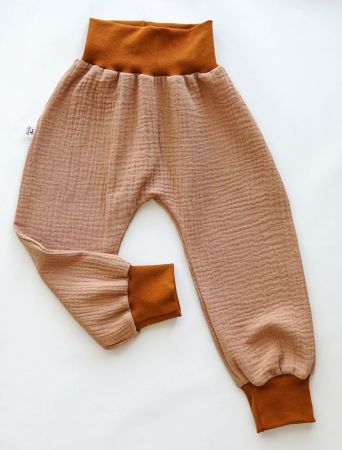 Sommer Pumphose aus Musselin - Pastell/Karamell 86/92 NEU