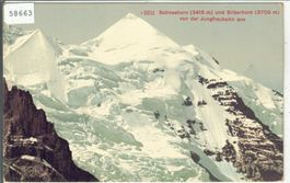 Schneehorn und Silberhorn von der Jungfraubahn aus - Litho